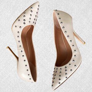 Zara Trafaluc Cream Studded Pumps Size 8